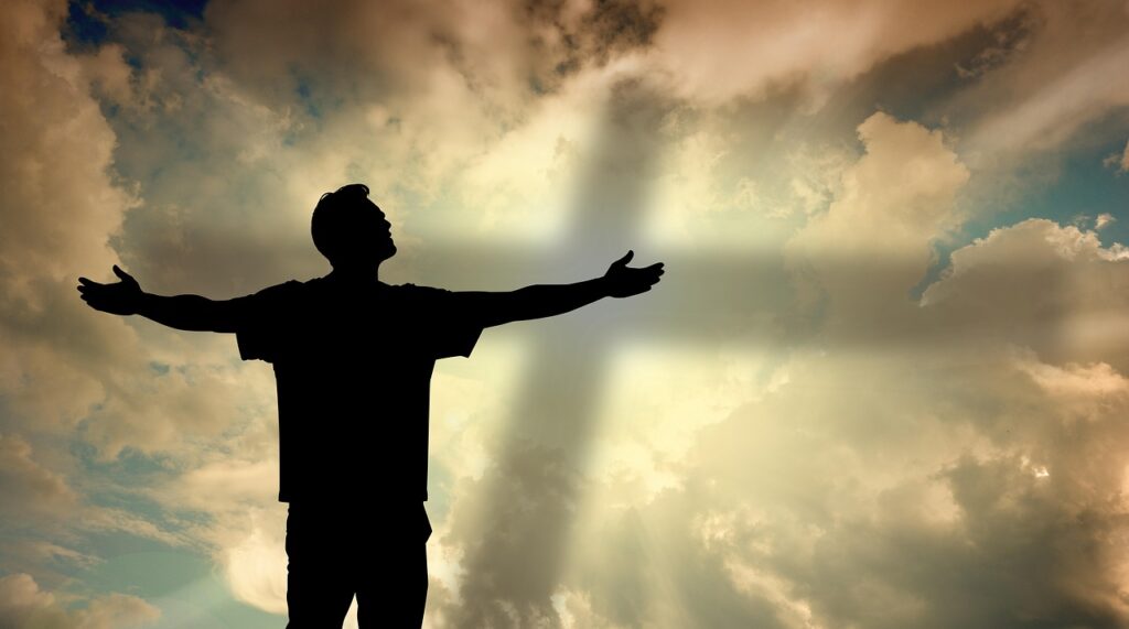 Photo by geralt man, silhouette, faith, religion, cross, christianity, christ, god, church, holy, christian, catholic, symbol